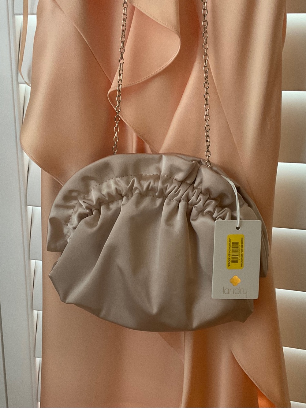 Laundry By Shelli Segal Satin Ruched Wristlet in Taupe